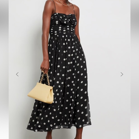 NWT DÔEN DOEN Maryanna Midi Dress Black NOIR SOLSTICE SKY Polka DOT M - Picture 4 of 11